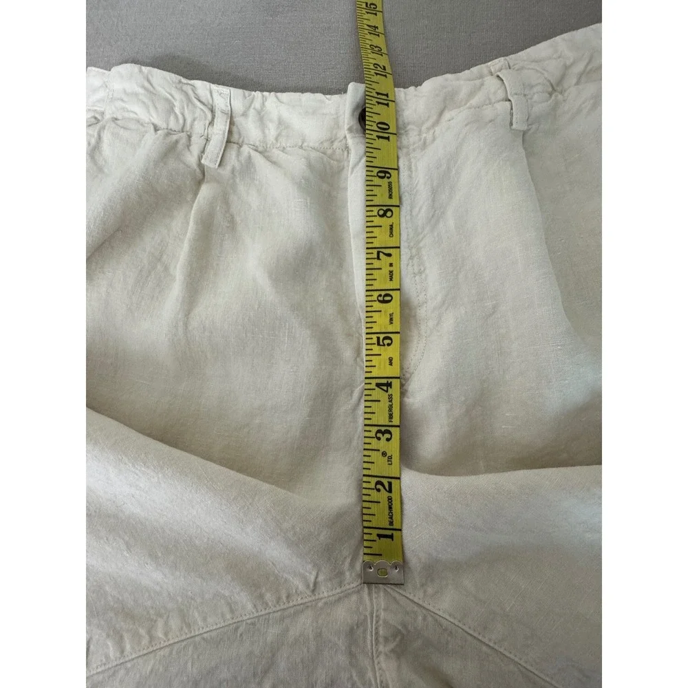 Peserico Linen Pants Side Buckles Mens 32 Cream